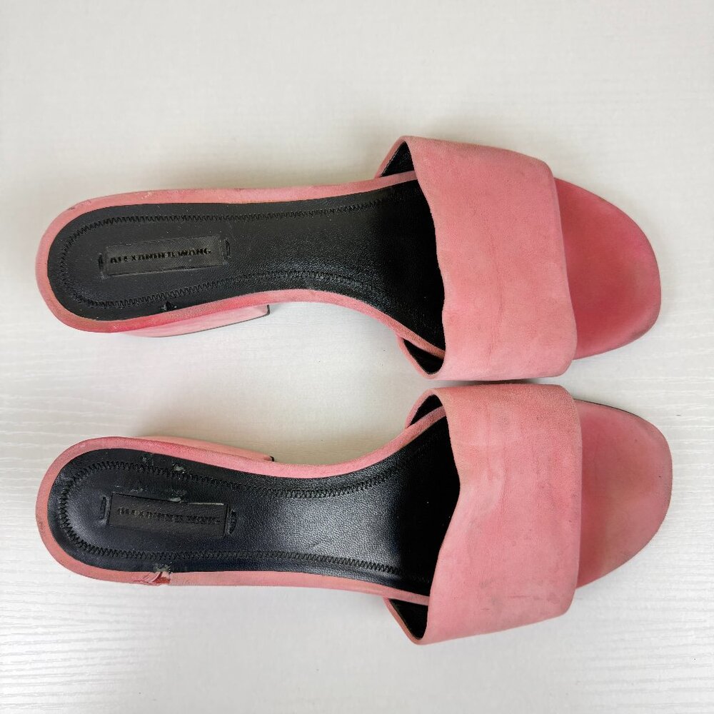 Alexander Wang Pink Suede Block Heel Slides - image 7